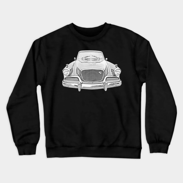 Studebaker Golden Hawk 1950s American classic car monochrome Crewneck Sweatshirt by soitwouldseem